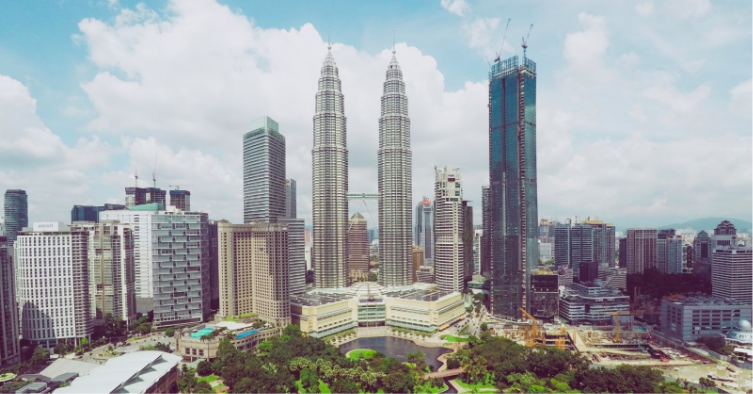 Petronas Towers in downtown Kuala Lumpur.